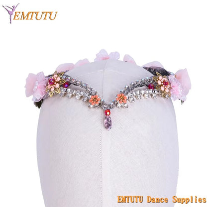 MD020 EMTUTU Fairy Professional Ballet Performance Headpiece Peach Pink Ballet Tiara Crown Diana and Acteon Competition Ballet Headwear