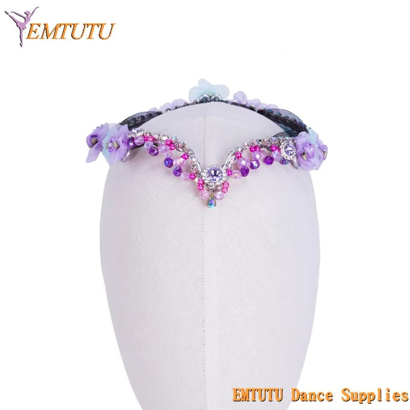 MD020 EMTUTU Fairy Professional Ballet Performance Headpiece Peach Pink Ballet Tiara Crown Diana and Acteon Competition Ballet Headwear