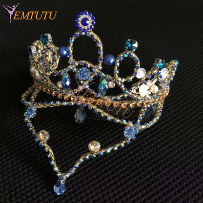 H228 EMTUTU Blue Bird Professional Ballet Tiara Hand Made Ballet Headpiece Ballet Crown Crystal Bead Ballet Headwear headdress Custom Made