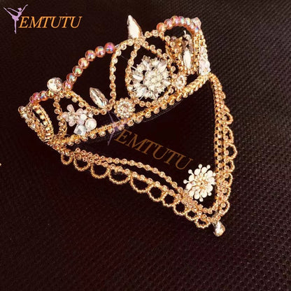 H229 EMTUTU Sleeping Beauty Professional Ballet Crown Tiara Crystal Nutcracker Ballet Headpiece Hand Made Ballet Headwear headdress Custom