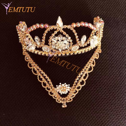 H229 EMTUTU Sleeping Beauty Professional Ballet Crown Tiara Crystal Nutcracker Ballet Headpiece Hand Made Ballet Headwear headdress Custom