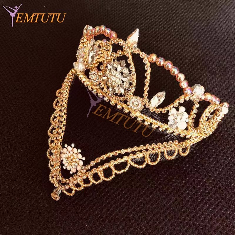 H229 EMTUTU Sleeping Beauty Professional Ballet Crown Tiara Crystal Nutcracker Ballet Headpiece Hand Made Ballet Headwear headdress Custom