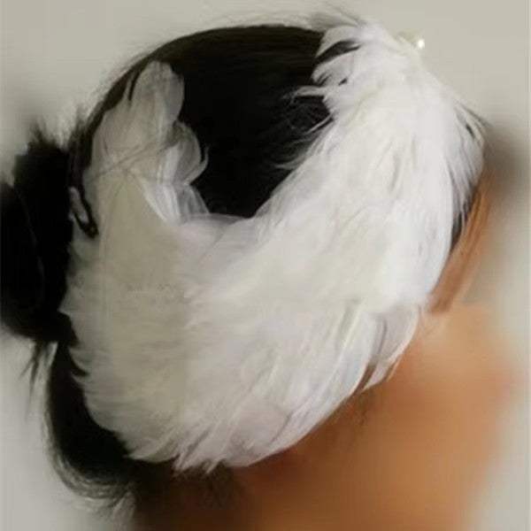 LA115 EMTUTU Feather Black White Swan Lake Ballet Headpiece Real Feather Ballet Headwear Headdress Hand Made Nutcracker Ballet Stage Headband