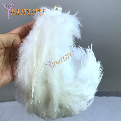 LA117 EMTUTU White Feather Swan Lake Ballet Headwear,Pearl Decor Nutcracker Ballet Headpiece,Hand Made Hair Accessory