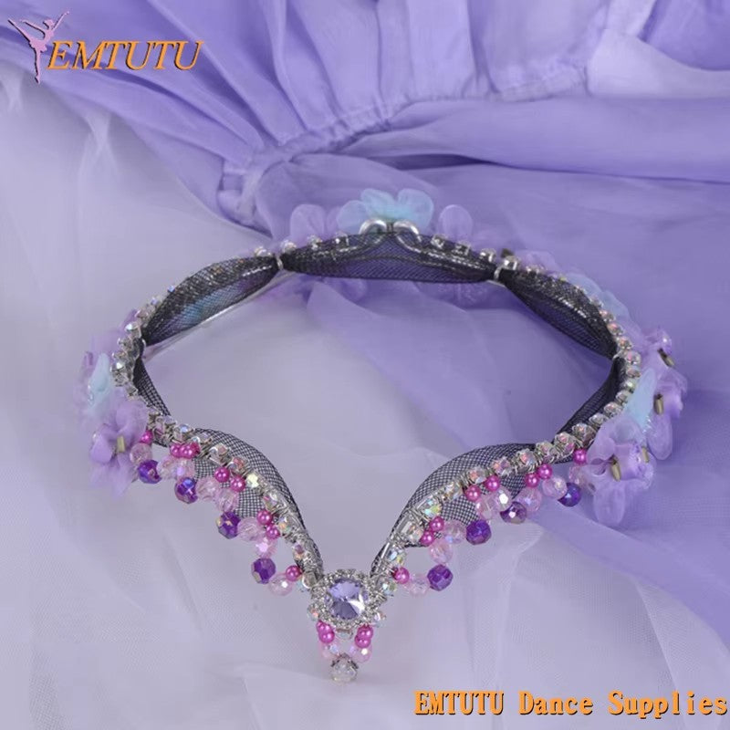 MD012 EMTUTU Lilac Fairy Professional Ballet Headpiece Beaded and Flowers Ballet Headdress Ballet Crown Tiara For Performance for Adult Child