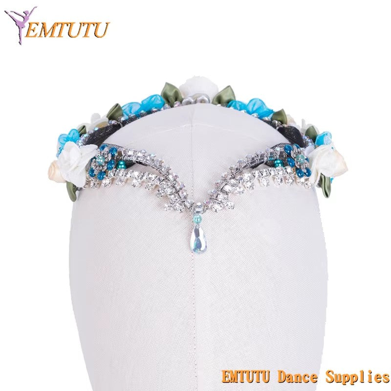 MD016 EMTUTU Diana and Acteon Professional Ballet Headpiece Ballet Tiara Blue Lilac Pink Fairy Stage Performance Ballet Headdress Dance Crown