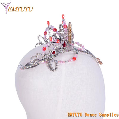 MD017 EMTUTU Pink Professional Ballet Tiara Women Adult Sleeping Beauty Handmade Ballet Headpiece Girls YAGP Performance Ballet Crown