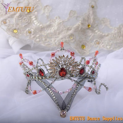 MD017 EMTUTU Pink Professional Ballet Tiara Women Adult Sleeping Beauty Handmade Ballet Headpiece Girls YAGP Performance Ballet Crown