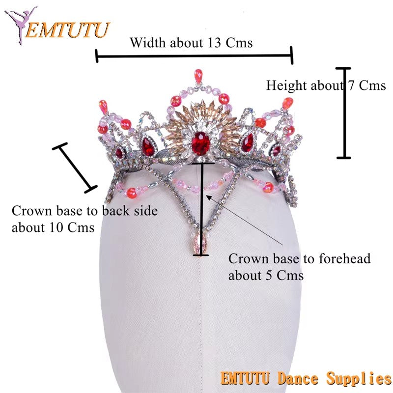 MD017 EMTUTU Pink Professional Ballet Tiara Women Adult Sleeping Beauty Handmade Ballet Headpiece Girls YAGP Performance Ballet Crown