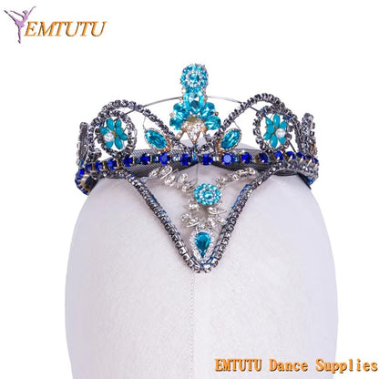 MD018 EMTUTU Blue Bird Ballet Headpiece Adult Child Performance Ballet Headdress Silver Blue Stage Competition Ballet Tiara Dance Crown