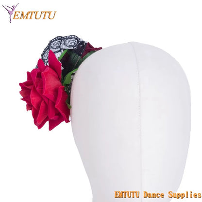 MD014 EMTUTU Don Quixote Ballet Headpiece Paquita Kitri Dance Ballet Dance Headdress Black Red Ballet Stage Tiara Crown Performance