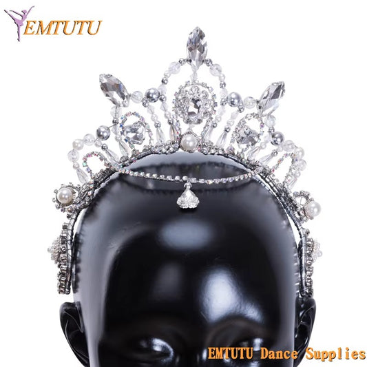 MD026 EMTUTU La Bayadere Professional Ballet Tiara Ballet Headdress White Silver Ballet Crown Women Performance Competition Ballet Headwear