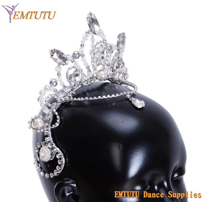 MD026 EMTUTU La Bayadere Professional Ballet Tiara Ballet Headdress White Silver Ballet Crown Women Performance Competition Ballet Headwear