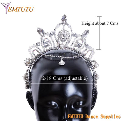 MD026 EMTUTU La Bayadere Professional Ballet Tiara Ballet Headdress White Silver Ballet Crown Women Performance Competition Ballet Headwear