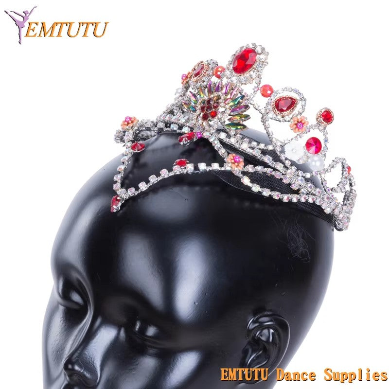 MD040 EMTUTU Women Pink Professional Ballet Tiara Sleeping Beauty Professional Ballet Headpiece Sugar Plum Fairy Ballet Headdress Headwear