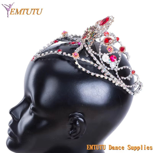 MD040 EMTUTU Women Pink Professional Ballet Tiara Sleeping Beauty Professional Ballet Headpiece Sugar Plum Fairy Ballet Headdress Headwear