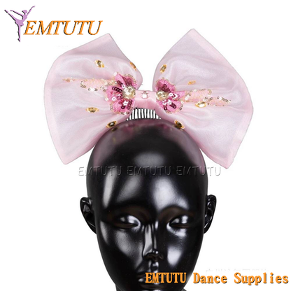 MD048 EMTUTU Professional Ballet Headpiece Peach Pink Color Ballet Stage Performance Professional Ballet Tiara Headwear