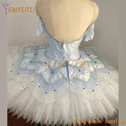 ST363 EMTUTU Blue White Women Professional Ballet Tutu Costumes Blue Bird Le Corsaire Professional Ballet Pancake Tutu Platter Tutu Skirts