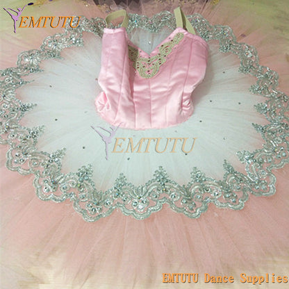 ST374 EMTUTU Women Ombre Pink White Professional Pancake Ballet Tutu Costume Custom Made Sleeping Beauty Professional Ballet Tutus for Adults