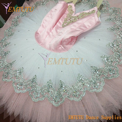 ST374 EMTUTU Women Ombre Pink White Professional Pancake Ballet Tutu Costume Custom Made Sleeping Beauty Professional Ballet Tutus for Adults