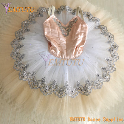 ST374 EMTUTU Women Ombre Pink White Professional Pancake Ballet Tutu Costume Custom Made Sleeping Beauty Professional Ballet Tutus for Adults