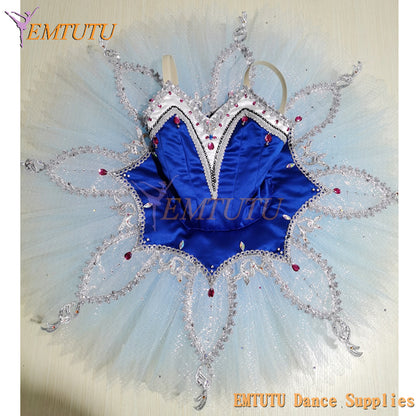 ST408 EMTUTU  Professional Ballet Tutu Costume Blue Silver Women Custom Made Competition Performance Pancake Tutu Dress Le Corsaire