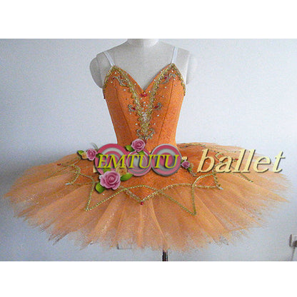 ST257 EMTUTU Women Professional Ballet Tutus Orange Sugar Plum Fairy Professional Ballet Costume Sleeping Beauty Ballerina Pancake Tutu Skirt