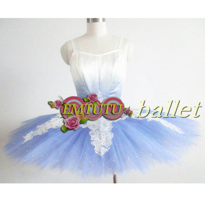 ST299 EMTUTU Swan Lake Blue Bird Platter Professional Ballet Costumes Blue White Pancake Ballet Stage Attire Costume