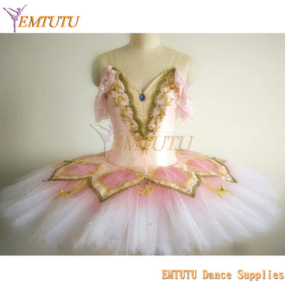 ST305 EMTUTU adult profesional ballet tutu pink lace sleeve professional ballet costume women ballerina sugar plum fairy pancake ballet dress