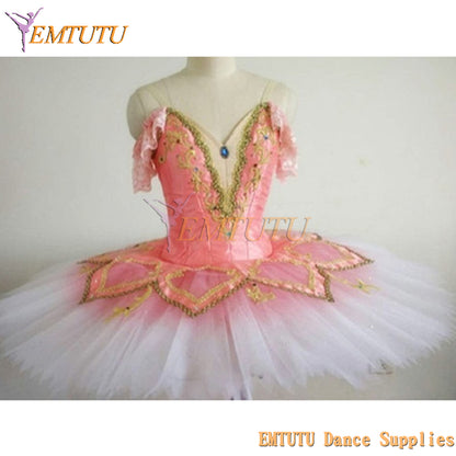 ST305 EMTUTU adult profesional ballet tutu pink lace sleeve professional ballet costume women ballerina sugar plum fairy pancake ballet dress