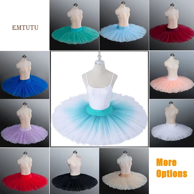 EM1005G EMTUTU Firm Tulle Professional Half Ballet Tutu Professional Ballet Tutus Pancake Practice Rehearsal Platter Ballet Half Tutu Skirt