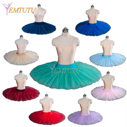 EM1005G EMTUTU Firm Tulle Professional Half Ballet Tutu Professional Ballet Tutus Pancake Practice Rehearsal Platter Ballet Half Tutu Skirt