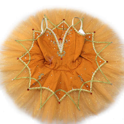 ST257 EMTUTU Women Professional Ballet Tutus Orange Sugar Plum Fairy Professional Ballet Costume Sleeping Beauty Ballerina Pancake Tutu Skirt