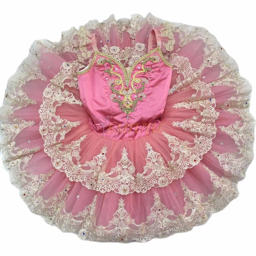 ST283 EMTUTU adult profesional tutu pink Gold lace sleeve professional ballet tutus Sleeping beauty ballet stage costume Custom ballet dress