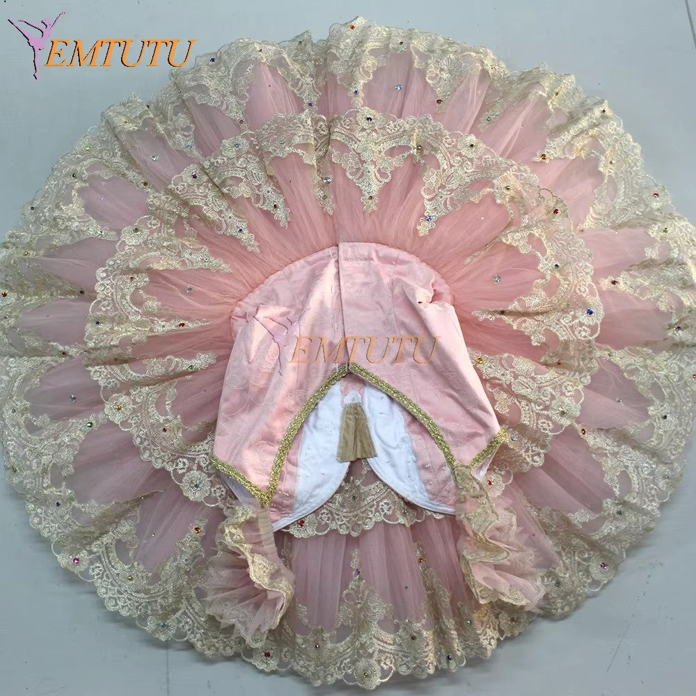 ST285 EMTUTU Adult Women Professional Ballet Tutu Costume Blue Gold Sleeping Beauty Ballet Performance Tutu A shape Ballerina tutu dress