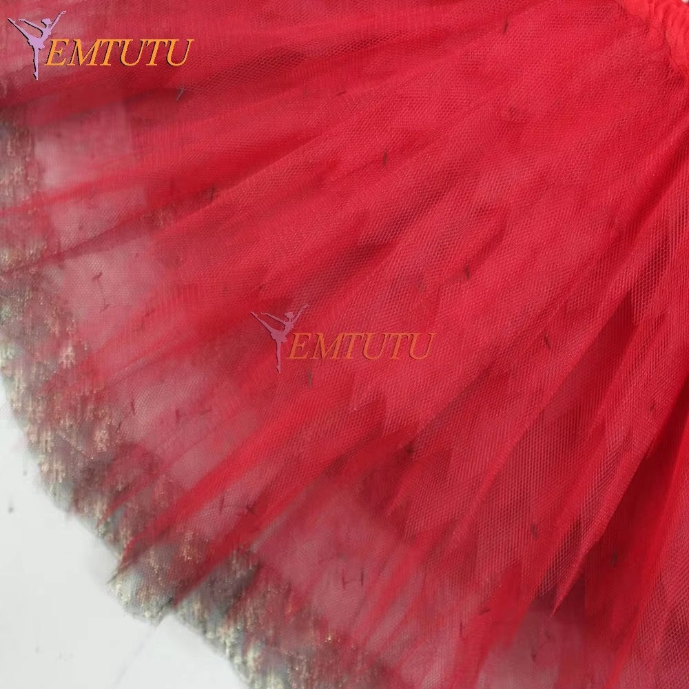 ST288 EMTUTU Adult Professional Classical Ballet Tutu Black Red Don Quixote Ballet Stage Costumes Women Performance Platter Tutu Ballet Dress