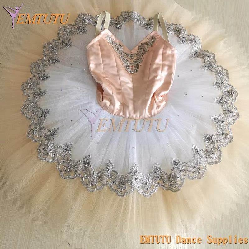 ST355  EMTUTU Peach Pink Women Professional Classical Ballet Tutu Costume Adult Sugar Plum Fairy Fading Color Professional Pancake Tutu Dress