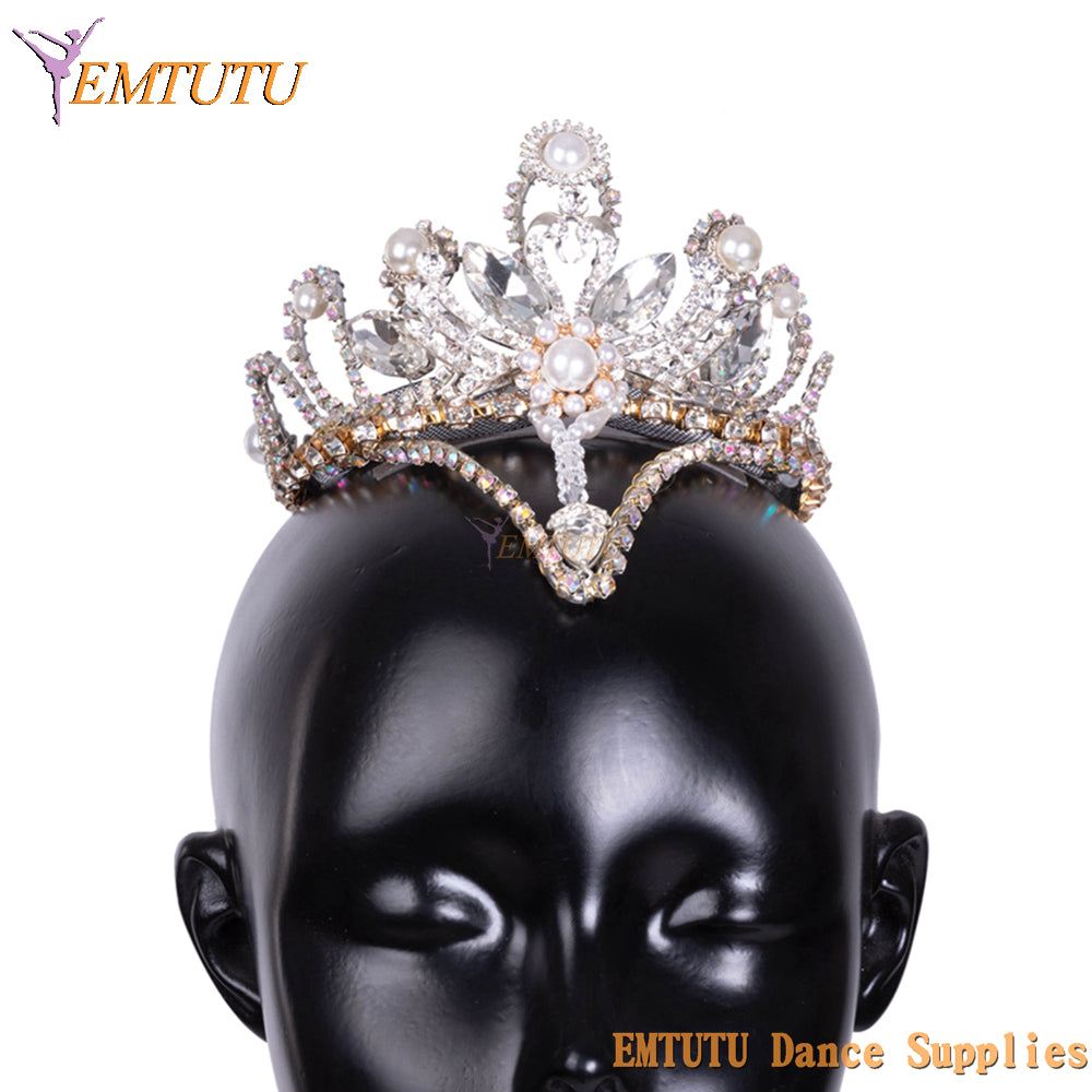 MD050 EMTUTU Professional Ballet Headpiece Peach Swan Lake Ballet Stage Performance Professional Ballet Tiara Crystal Headwear