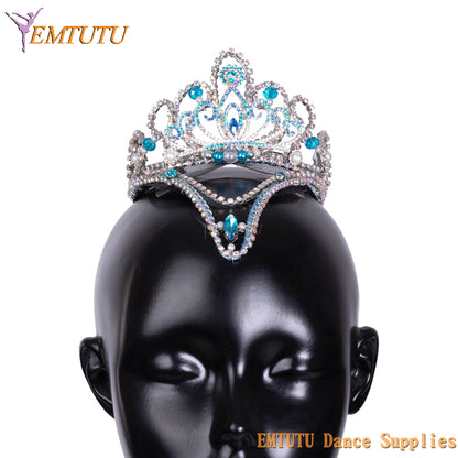 MD052 EMTUTU Blue Silver Professional Ballet Headwear Adult Child Ballet Competition Performance Ballet Tiara for Women