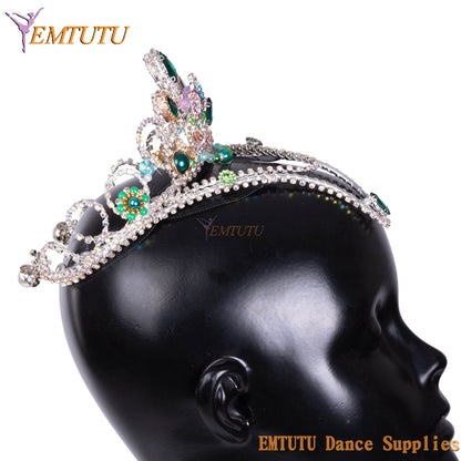 MD054 EMTUTU  Professional Ballet Tiara Adult Child Ballet Stage Competition Performance Ballet Tiara for Women Blue Silver