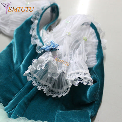 EMTUTU Green Velvet Custom Made Professional Ondine Dance Competition Romantic Costume Ballerina Dress Tutu