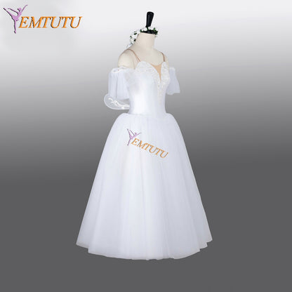 EMTUTU Custom Made La Sylphide Long Professional White Romantic Competition Ballet Dress Tutu Costume