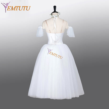 EMTUTU Custom Made La Sylphide Long Professional White Romantic Competition Ballet Dress Tutu Costume