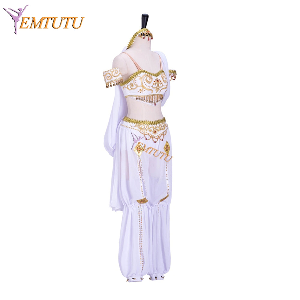 EMTUTU White Oriental Style La Bayadere Arabian Dance Nutcracker Professional Ballet Stage Costume