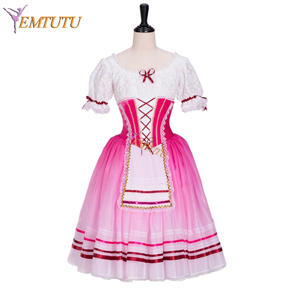 EMTUTU Pink Custom Made Swanilda Degas Professional Romantic Ballet Tutu Peasant Dance Costume