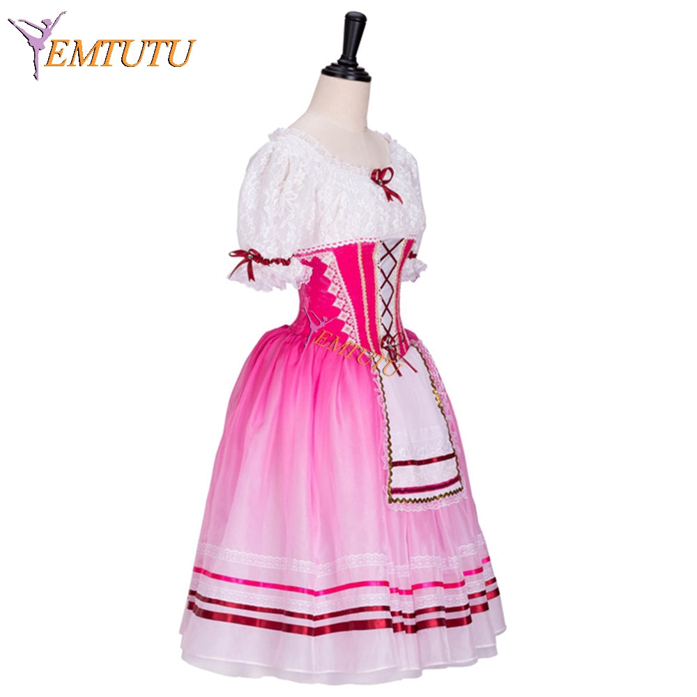 EMTUTU Pink Custom Made Swanilda Degas Professional Romantic Ballet Tutu Peasant Dance Costume