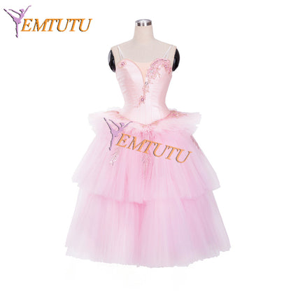 EMTUTU Waltz Of The Hours Professional Stage Costume Coppelia Variation Pink Ballet Tutu Dress