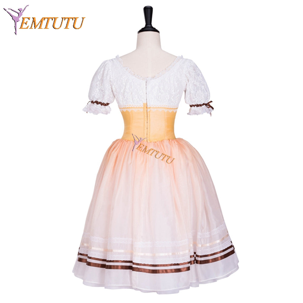 EMTUTU Gold Degas Ballerina Professional Romantic Dress Tutu Coppelia Doll Peasant Costume Ballet