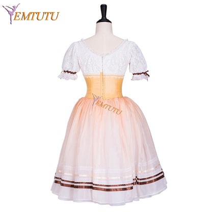 EMTUTU Gold Degas Ballerina Professional Romantic Dress Tutu Coppelia Doll Peasant Costume Ballet