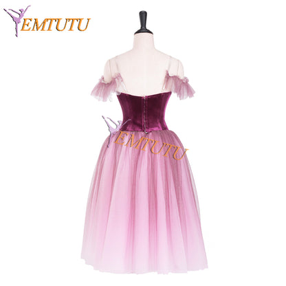 EM1342 EMTUTU Fading Plum Color Waltz of the Flowers Dance Competition Long Ballet Dress Romantic Tutu Ballet Costume